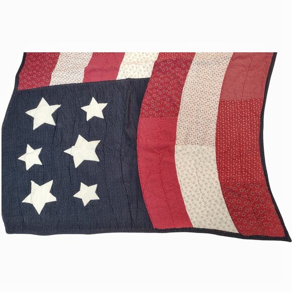 Patriotic Flag Quilt Red White Blue Stars Patchwork USA Home Decor Throw Rug USA - Picture 4 of 9